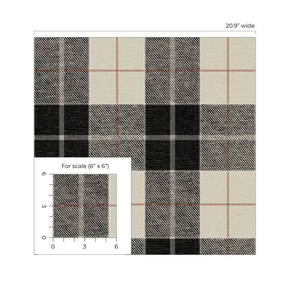 Blacksmith & Red Plaid Vinyl Peel and Stick Wallpaper Roll