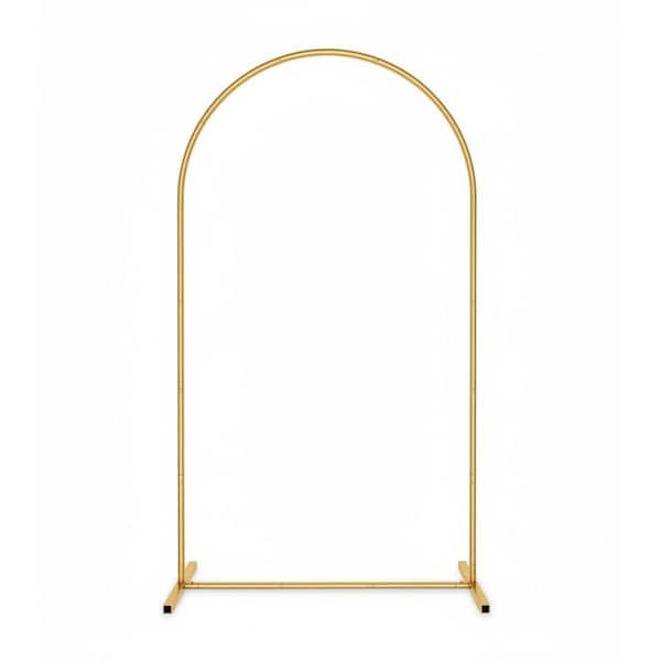 86.4 in. x 48 in. Gold Arch Frame Metal Wedding Flower Arbor Balloon Backdrop Stand with Storage Bag, Easy to Assemble