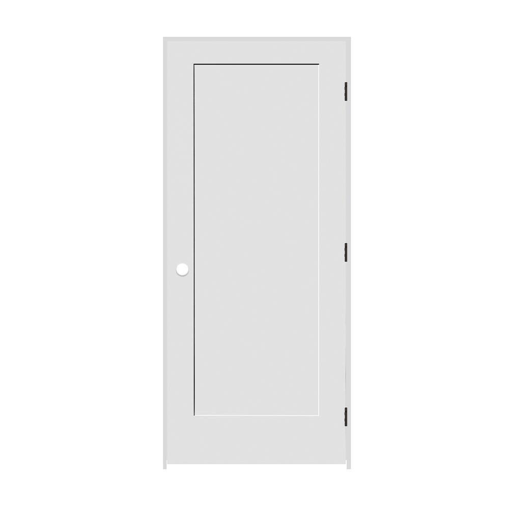 CODEL DOORS 30 in. x 80 in. 1Panel Left Hand Solid Wood Primed White