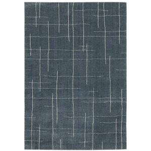 Apex Blue 3 ft. x 5 ft. Solid Abstract Geometric Polyester Indoor Area Rug