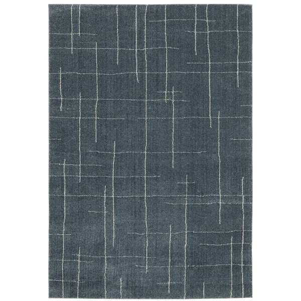 AVERLEY HOME Apex Blue 8 ft. x 11 ft. Solid Abstract Geometric Polyester Indoor Area Rug