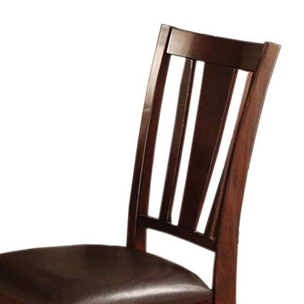 Espresso Transitional Upholstered Side Chair with Padded Leatherette Seat