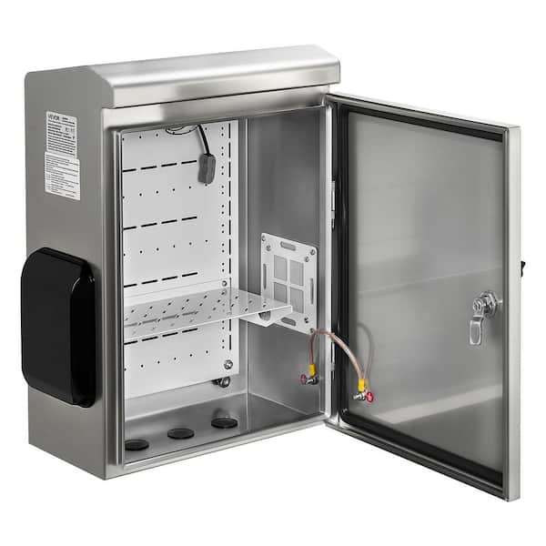 Outdoor Electrical Box 20 x 16 x 8 in. Stainless Steel Enclosure w/ Thermostat and Fan Rain Hood Waterproof Junction Box