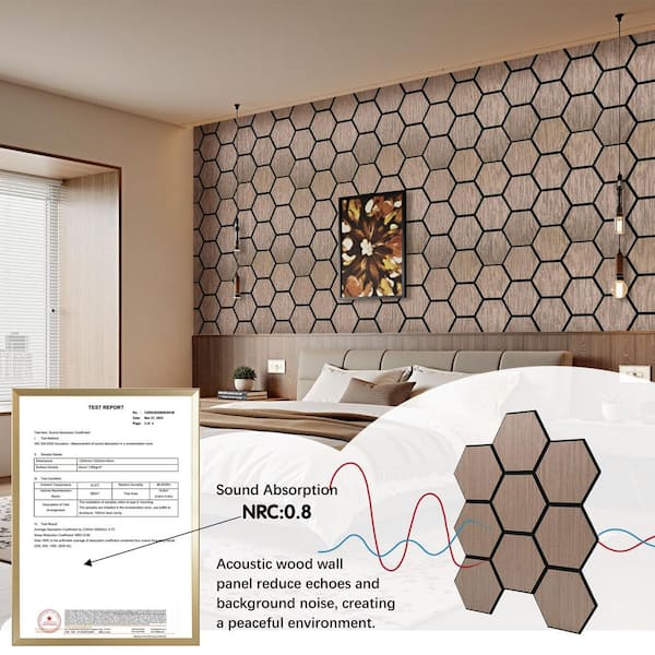 Owndeign 0.7 in. x 2 ft. x 2.5 ft. Walnut Wood Acoustic Panels