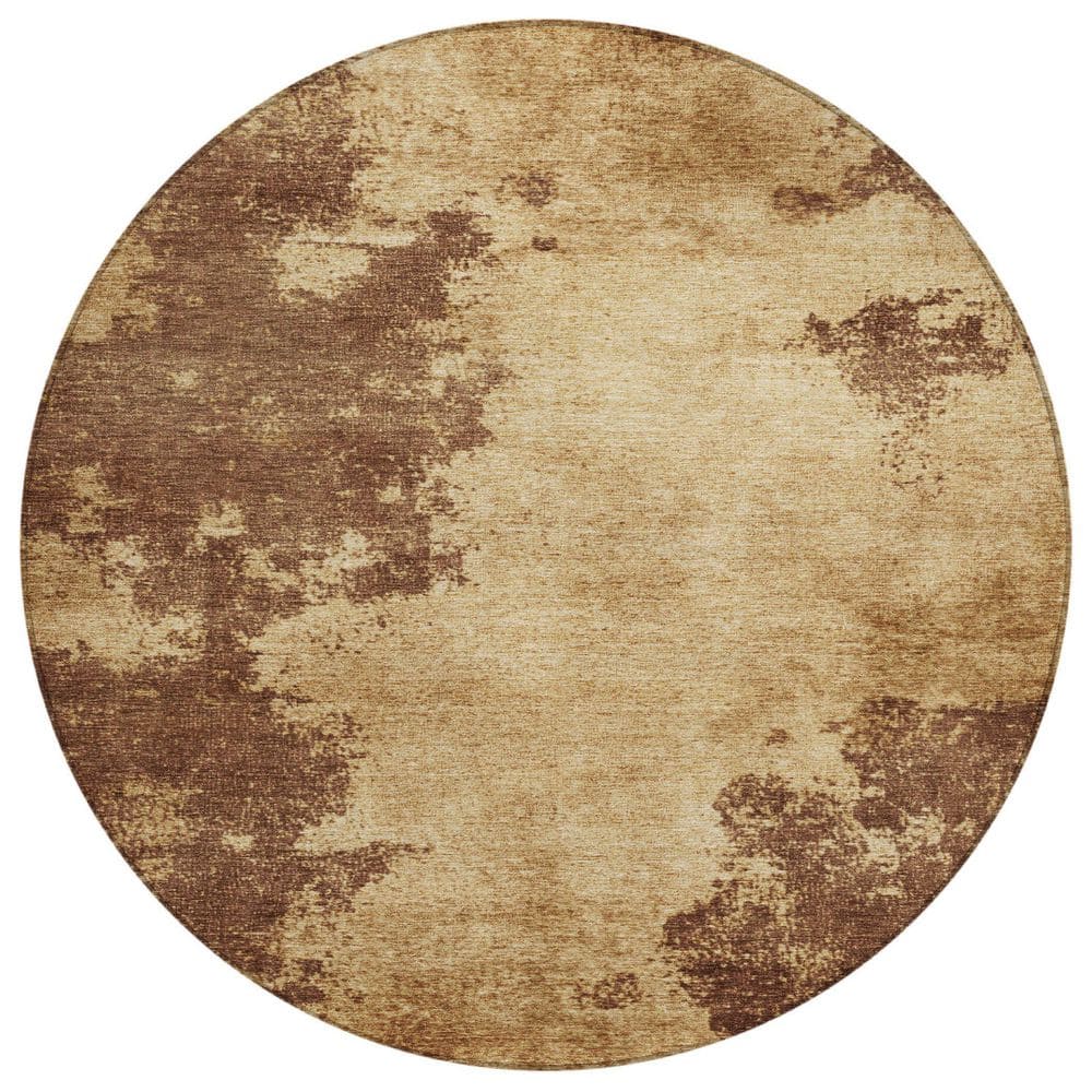 Chantille Machine Washable Indoor/Outdoor Abstract ACN1913 Mocha 8 ft. x 8 ft. Round Rug price history on PriceWatchPro