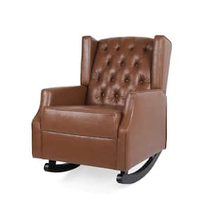Brown Dobles Cognac Faux Leather Rocking Chair