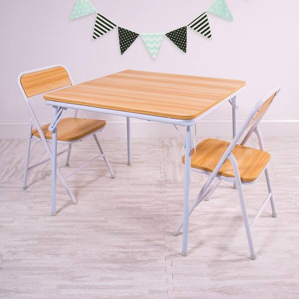 Humble Crew Journey Kids Wood Top Metal Folding Table and 2