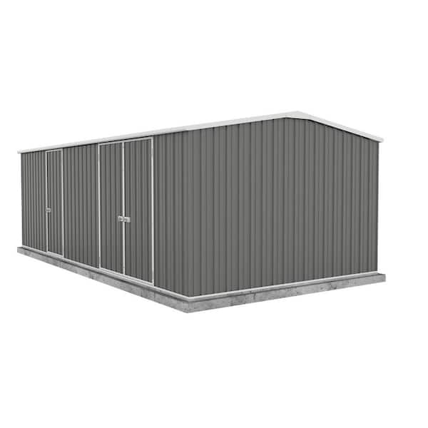 ABSCO Workshop 20 ft. W x 10 ft. D Metal Shed in Woodland Gray with 3 Doors 193 sq. ft.