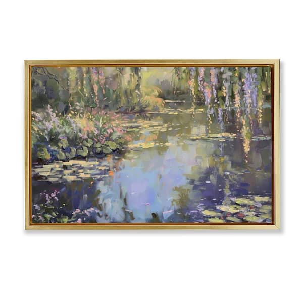 Morning on Lily Pond by LSR Design Studio Gold Floater Frame Nature Graphic Art Print 21 in. x 31 in.