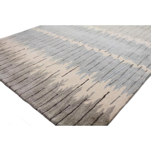 Greenwich Grey/Blue 9 ft. x 12 ft. (8 ft. 6 in. x 11 ft. 6 in.) Striped Contemporary Area Rug