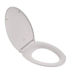 Contemporary Slow-Close Elongated Closed Front Toilet Seat with TriVantage for VorMax Clean Curve Style Rims in White