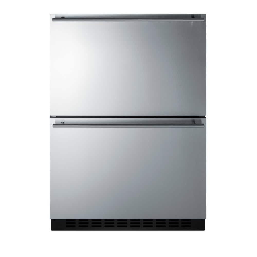 Summit Appliance 3.7 cu. ft. Under Counter Double Drawer Refrigerator in Stainless Steel, ADA Compliant, Silver