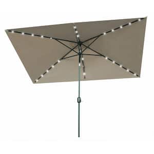10 ft. x 6.5 ft. Rectangular Solar Powered LED Lighted Patio Market Umbrella (Tan)