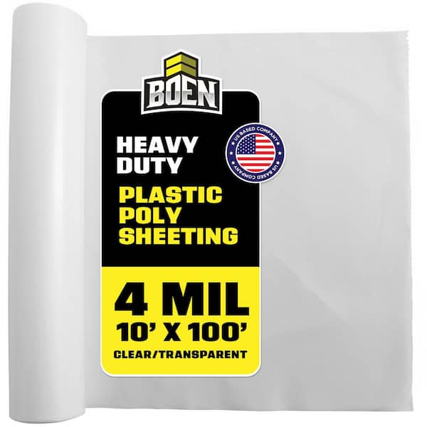 BOEN 10 ft. W x 100 ft. L Plastic Sheeting 4 mil Clear
