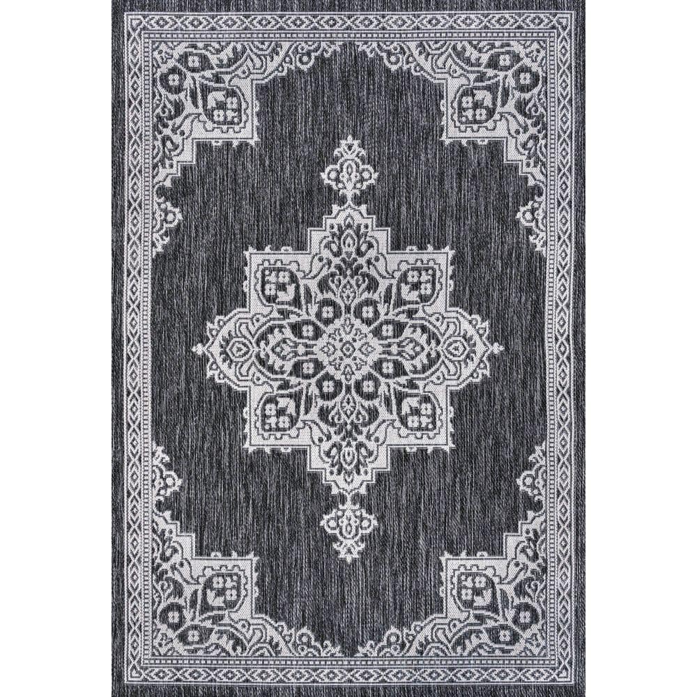 Arden Vintage Casual Medallion Dark Gray/Cream 4 ft. x 6 ft. Indoor/Outdoor Area Rug price history on PriceWatchPro