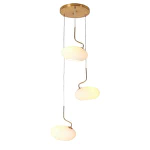 Deglupta 3-Light Plating Brass Cluster Chandelier with Oval Frosted Glass Shade and No Bulb Included