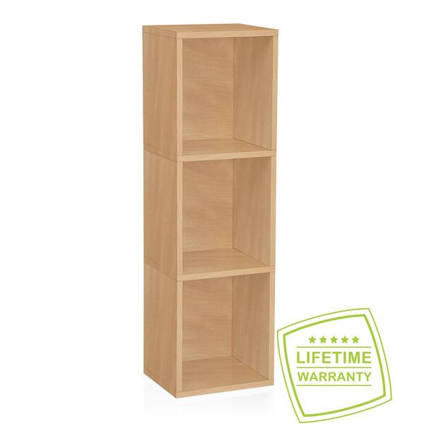 Way Basics Trois 3-Shelf Narrow zBoard Paperboard 11.2 x 13.4 x 44.8 Tool-Free Assembly Bookcase Storage Shelf in Natural Grain