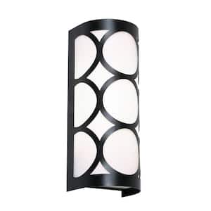 Lake 2-Light Black Wall Sconce with White Acrylic Shade