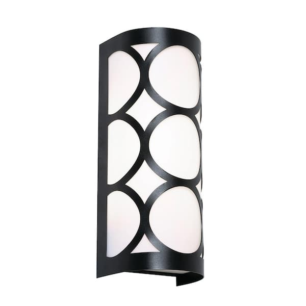 AFX Lake 2-Light Black Wall Sconce with White Acrylic Shade