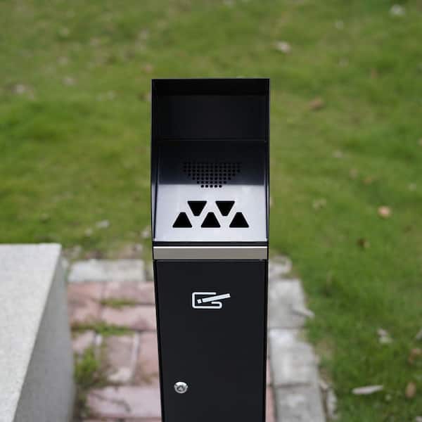 free standing outdoor cigarette bins ITOPFOX Rectangular Stainless Steel Freestanding Outdoor Ashtray
