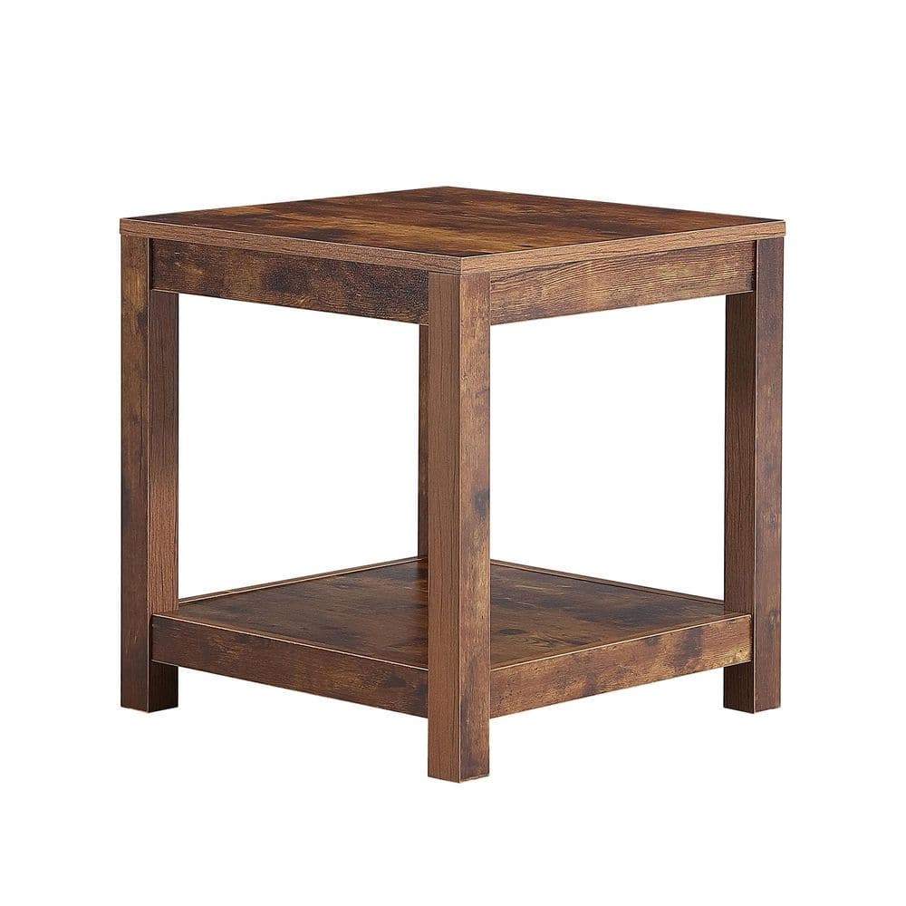 HomGarden 2 Pack 55'' Tall Narrow Side Table Small End Table W/Storage  Holder, Rustic Brown