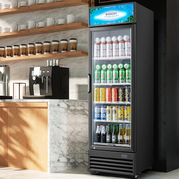 22.7 in. 12.5 cu. ft. 420-Cans Commercial Upright Display Refrigerator Glass Door Beverage Cooler in Black