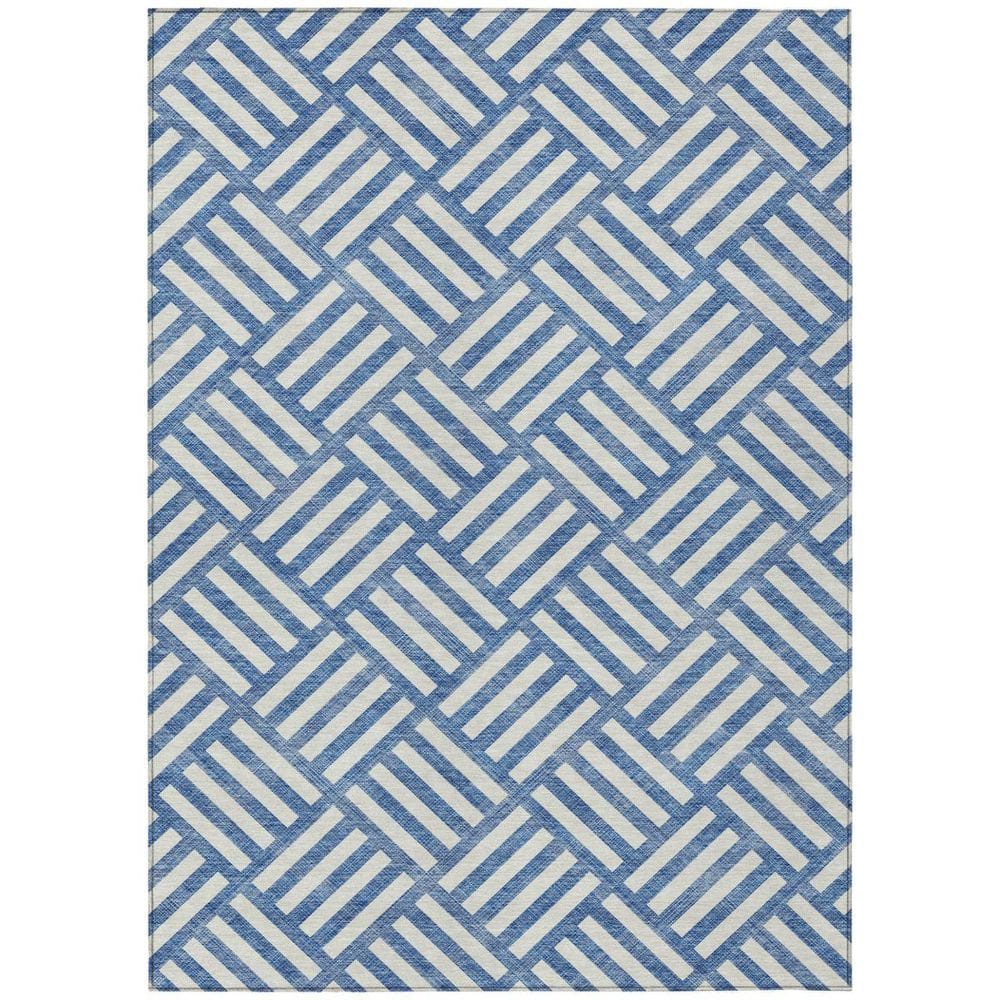 Blue, Ivory 9 ft. x 12 ft. Woven Geometric Polyester Rectangle Indoor/Outdoor Area Rug price history on PriceWatchPro