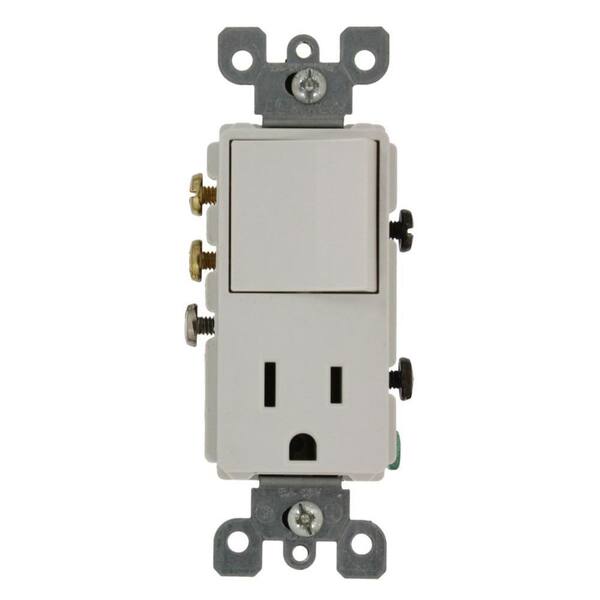 Leviton 15 Amp Decora Commercial Grade Combination 3-Way Rocker Switch/15 Amp Outlet, White