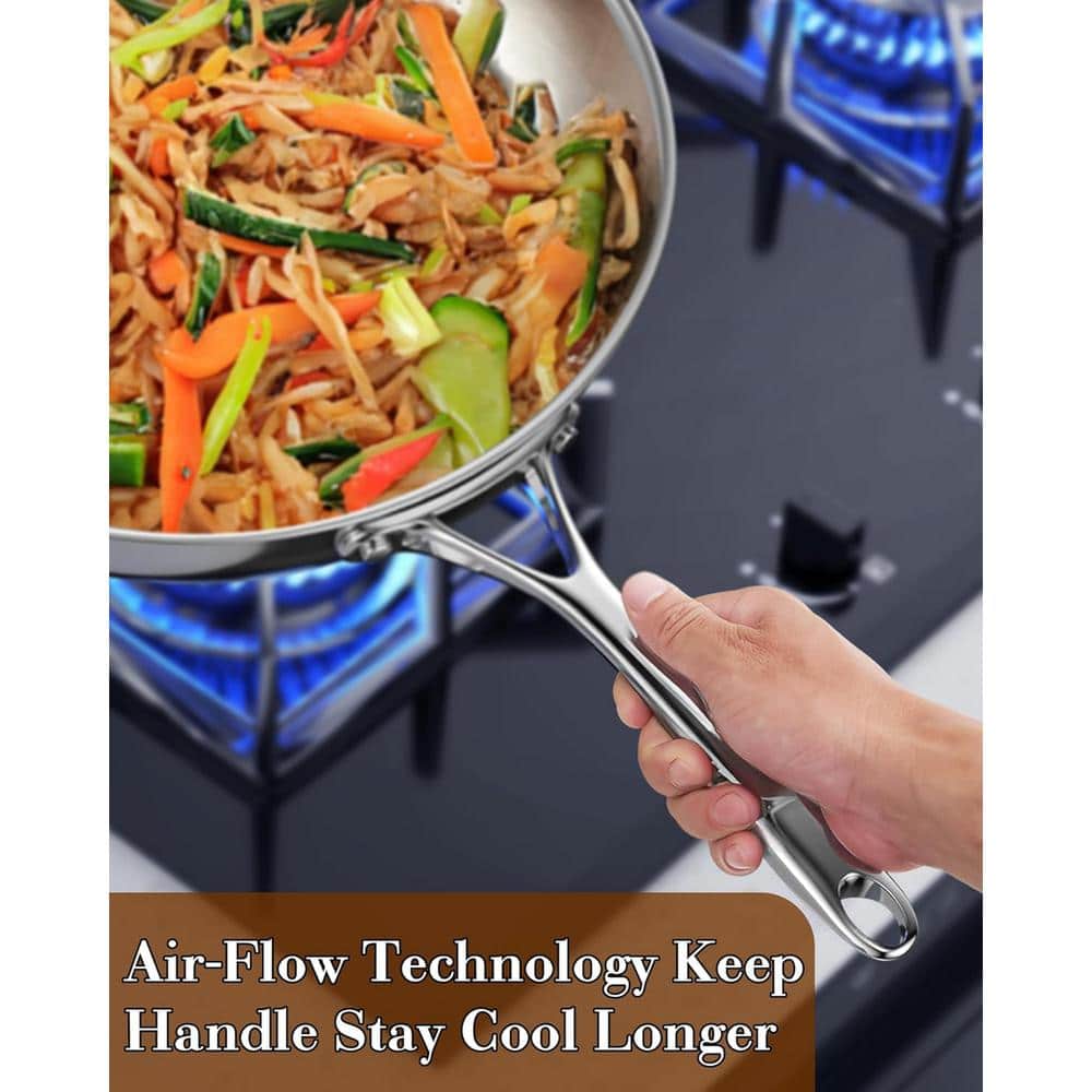 8-Inch Stainless Steel Frying Pan with Glass Lid