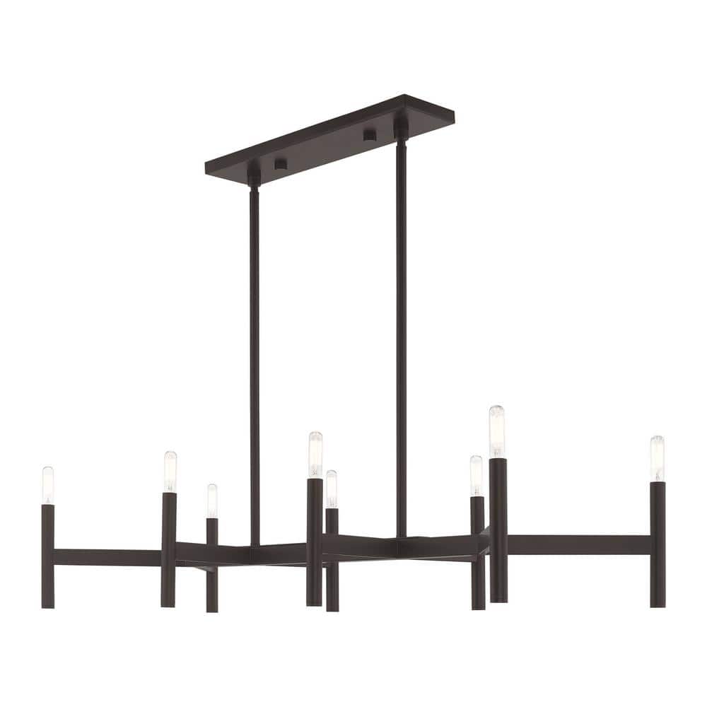 Copenhagen Bronze 8-Light Industrial Linear Chandelier