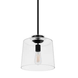 Mullins 10 in. 1-Light Coal Pendant Hanging Light, Modern Industrial Kitchen Pendant Lighting