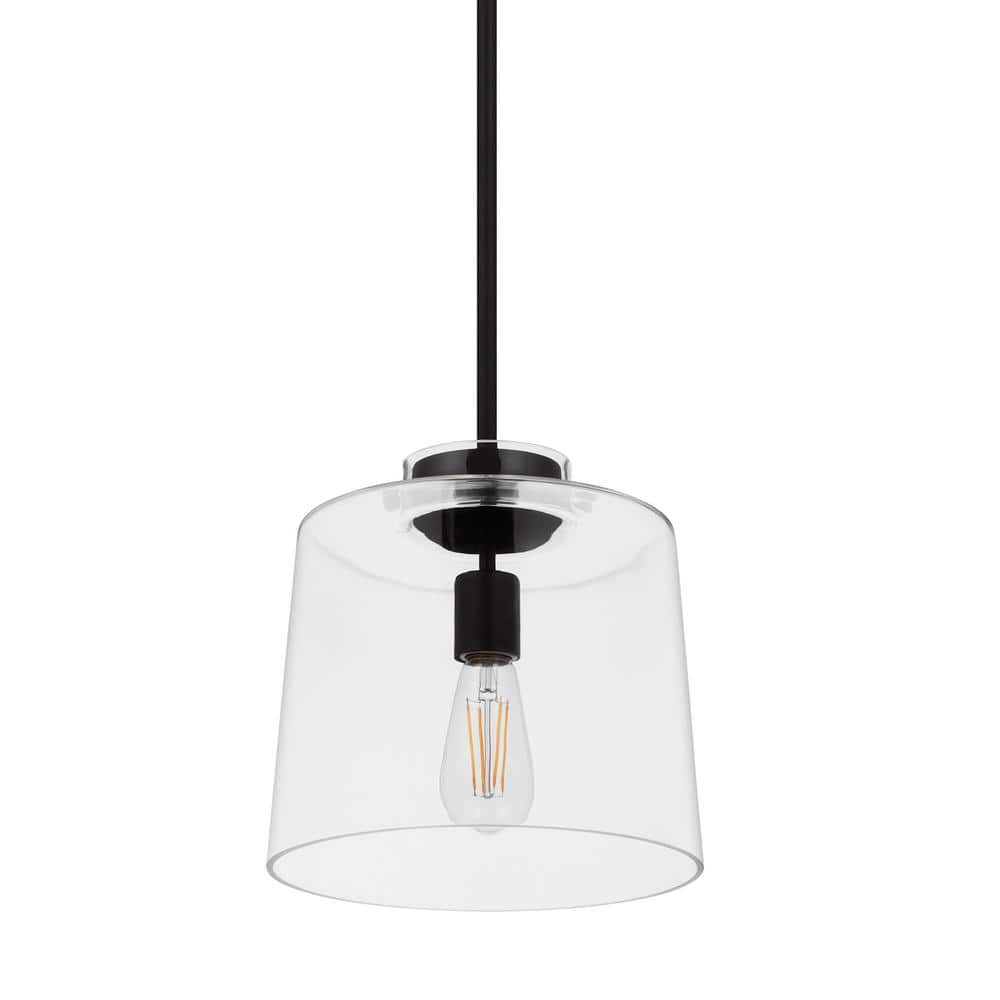 Hampton Bay Mullins 10 in. 1-Light Coal Pendant Hanging Light, Modern Industrial Kitchen Pendant Lighting