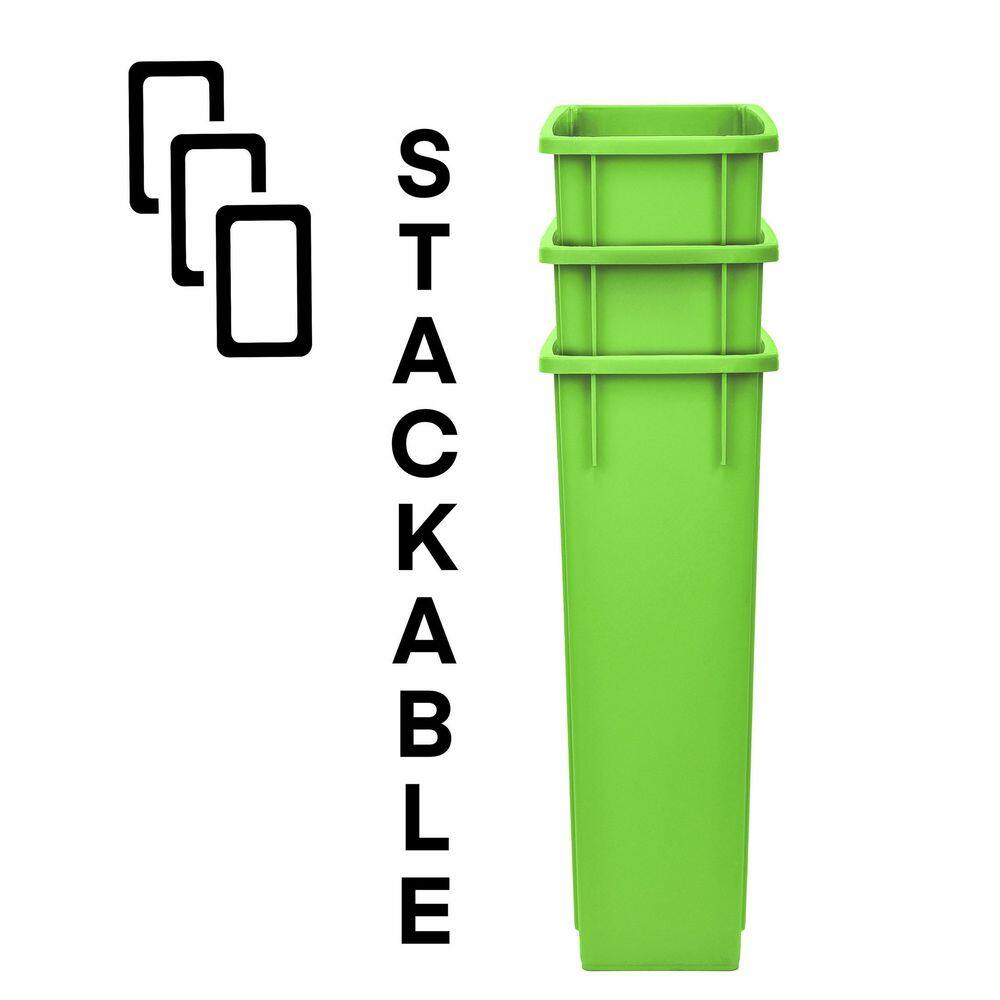 Lime Green Polypropylene Slim Trash Can with Swing Lid 27.7 Gal