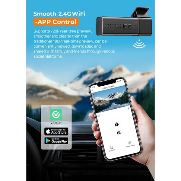 Vrbgify 2. 5K QHD 1440p Mini Front Dashcam with Night Vision