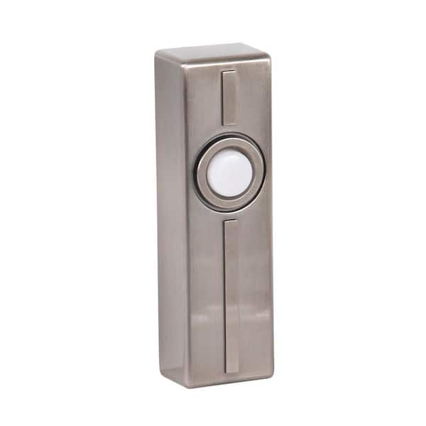 Wired Surface Mount Antique Nickel Finish Doorbell Push Button with Illuminated LED Chime Button