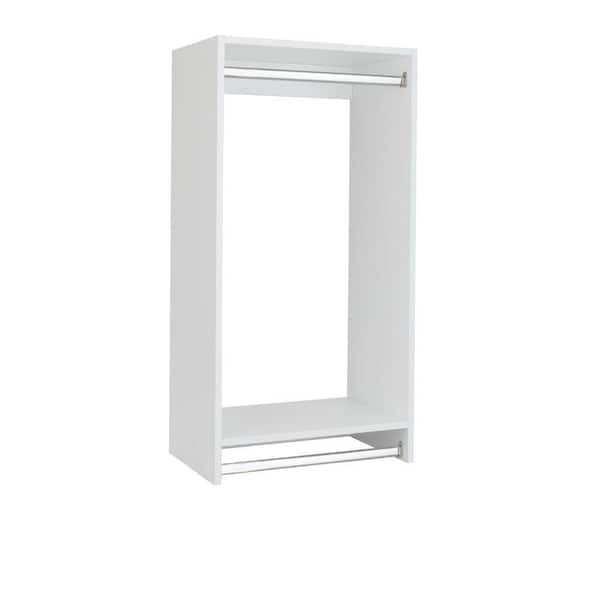 Vista Collection 36 in. W White Closet Kit Double Hanging Wall Mounted 2-Shelf Wood Closet System