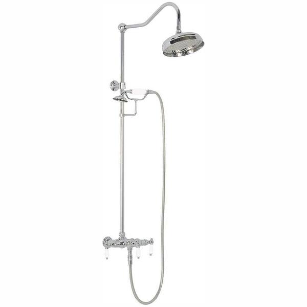 Elizabethan Classics ETS11 WallMount Exposed Hand Shower and Shower Head Combo Kit and Porcelain Levers in Oil Rubbed Bronze (Valve Included)