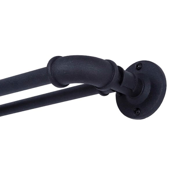 Bronn Industrial Blackout 36 in.-66 in. Adjustable Double Wrap Around Curtain Rod 3/4 in. Diameter in Matte Black