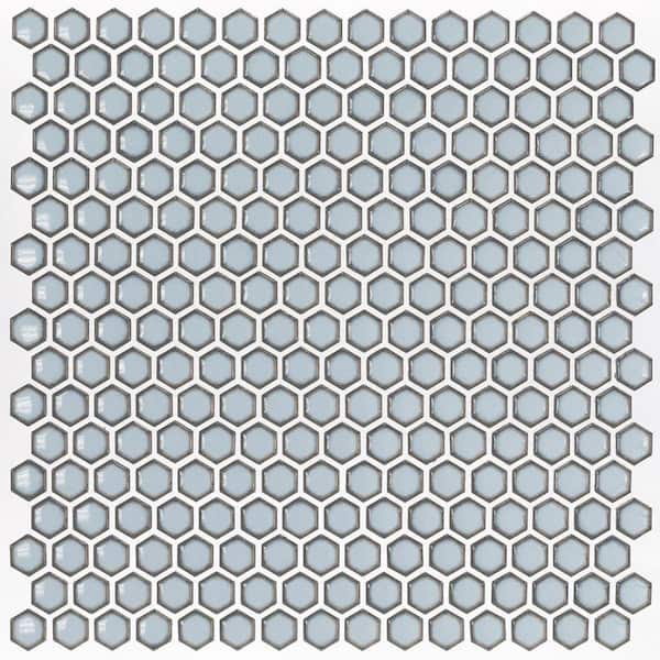 Ivy Hill Tile Bliss Edged Hexagon Gray 3 in. x 0.24 in. Porcelain Floor and Wall Mosaic Tile Sample
