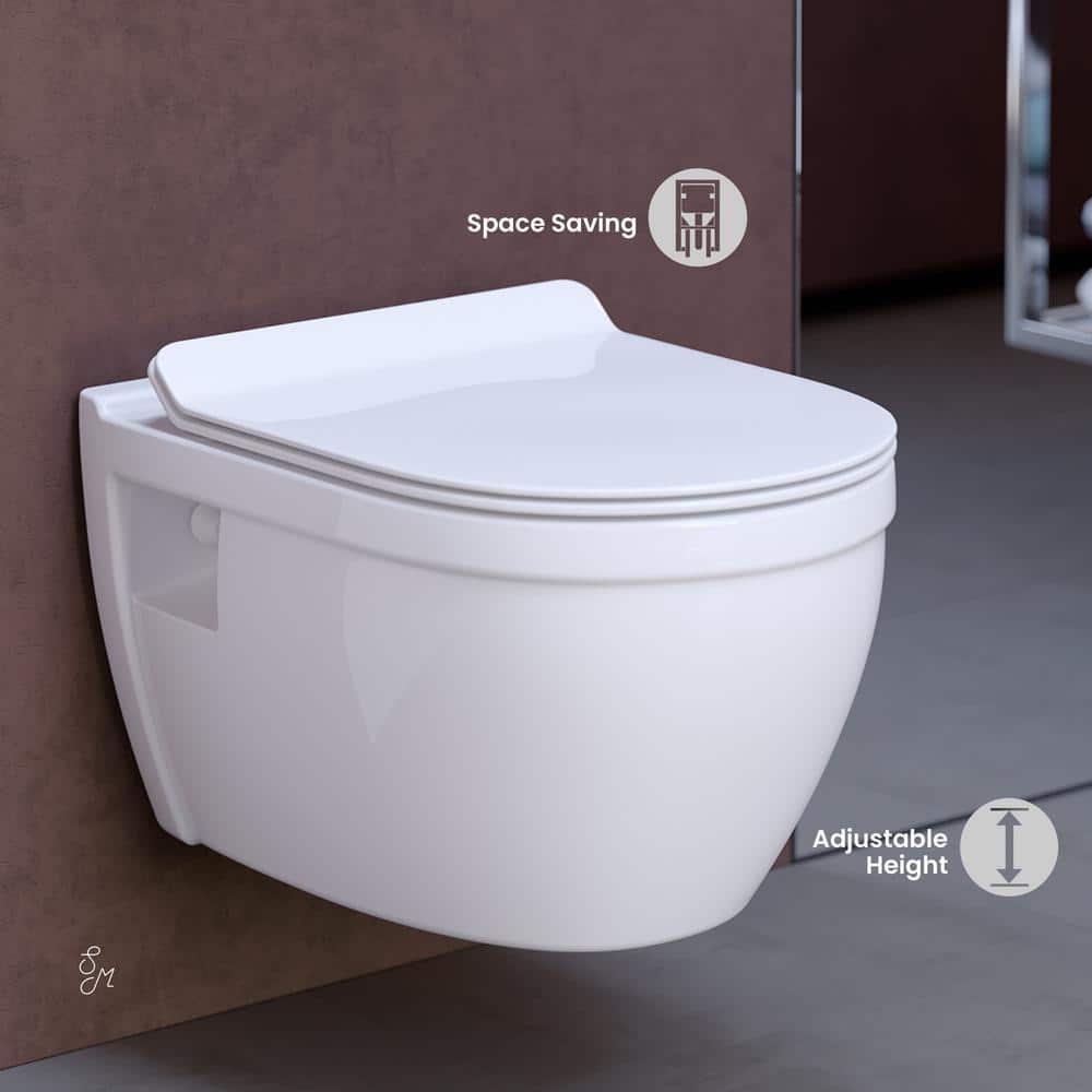 Glossy White Ceramic Wall Mounted Elongated Toilet