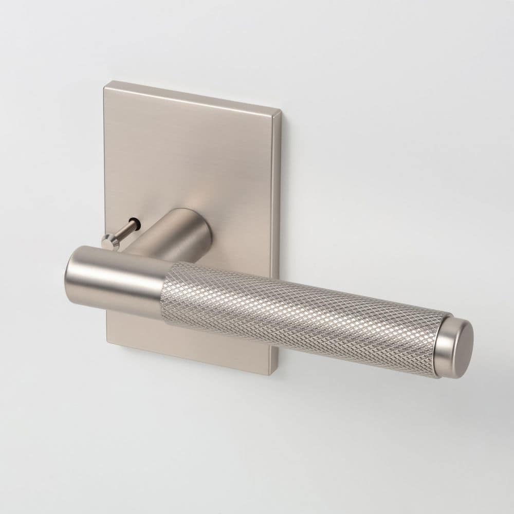 Taylor Satin Nickel Modern Knurled Interior Door Handle, Rectangle Plate with Concealed Screws (Privacy - Bed/Bath) price history on PriceWatchPro
