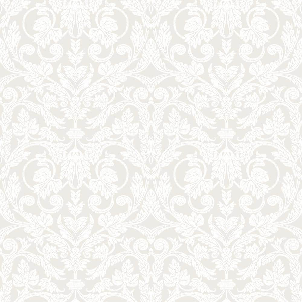 A-Street Prints Rosali Cream Scroll Damask Non Woven Paper Wallpaper ...