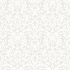 Rosali Cream Scroll Damask Non Woven Paper Wallpaper Sample