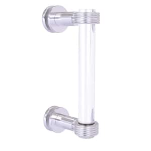 Clearview 8 in. Single Side Shower Door Pull with Groovy Accents in Satin Chrome