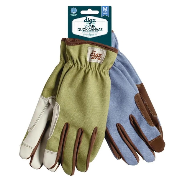Digz Utility Women's Medium Duck Canvas Glove (2-Pack) 76006-18
