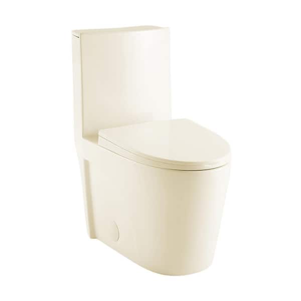 St. Tropez 1-Piece 14 in. Rough-in 1.28 GPF Right-Hand Vortex Flush Elongated Toilet in Glossy Bisque