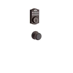 SmartCode Venetian Bronze Single Cylinder Electronic Deadbolt featuring SmartKey Security and Juno Passage Knob