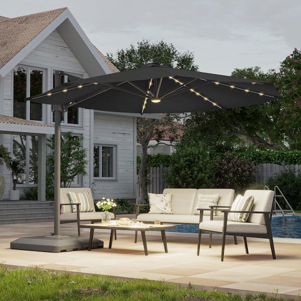 dot patio cantilever umbrella Grand 10x10 FT Large Patio with Base, Double-Sided Outdoor Aluminum Umbrella, Offset Umbrella with Cover for Commercial Use, Poolside, Deck, Backyard, Black : Patio, Lawn & Garden HV Patio Umbrellas for Small Type:Umbrella no extra force