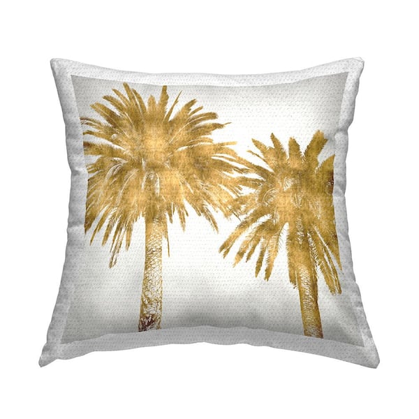 Stupell Industries Glam Palm Trees Tropical Plants Grey Square Outdoor Throw Pillow
