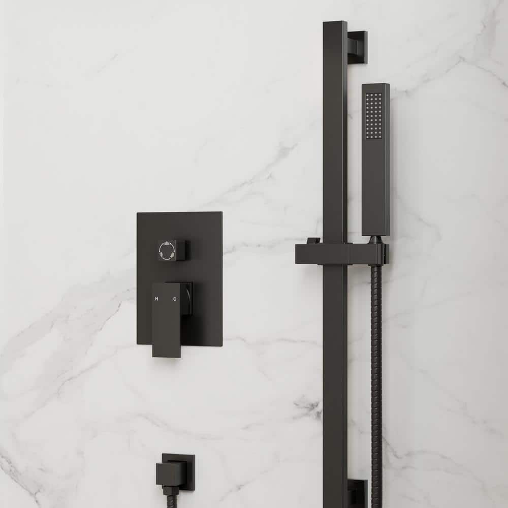 Matte Black Dual Rainfall Shower System with Handheld Spray